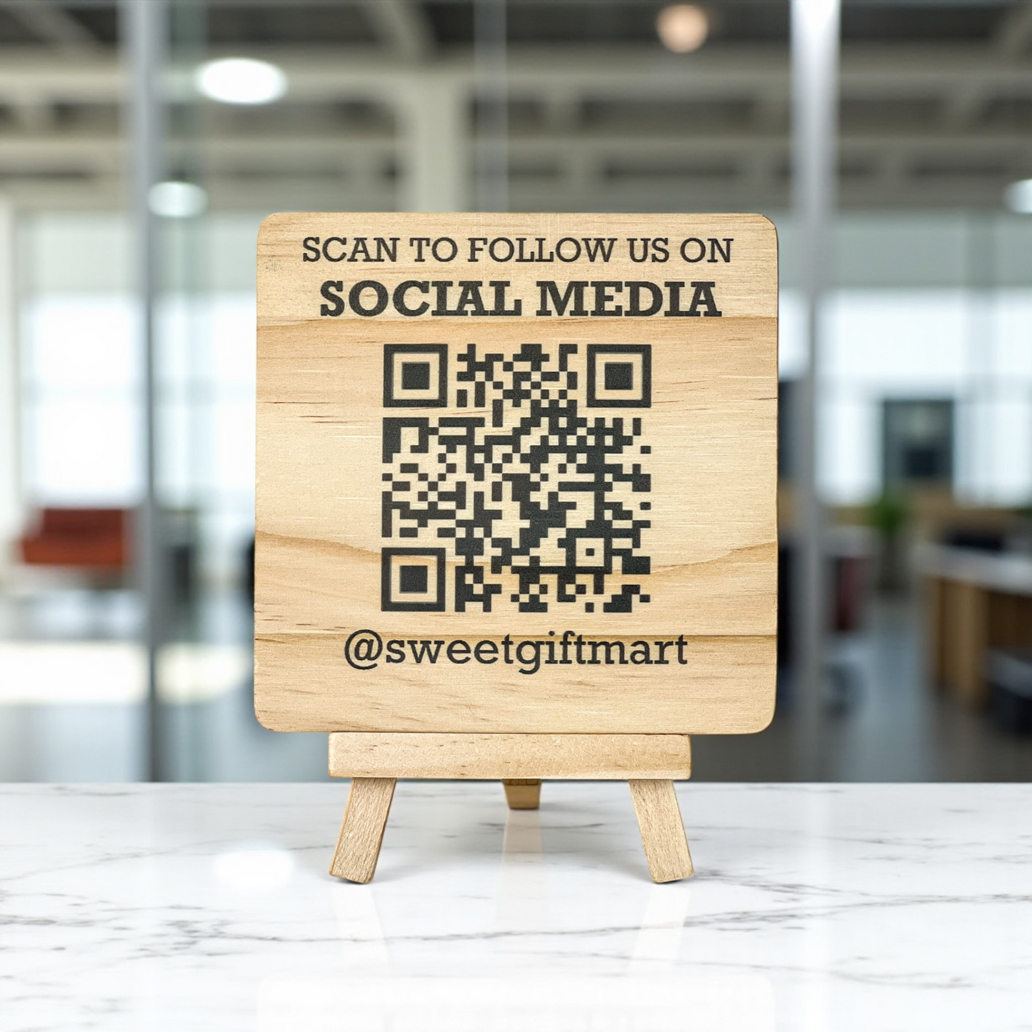 Custom Wood QR Code Sign - Personalized Business Social Media Plaque