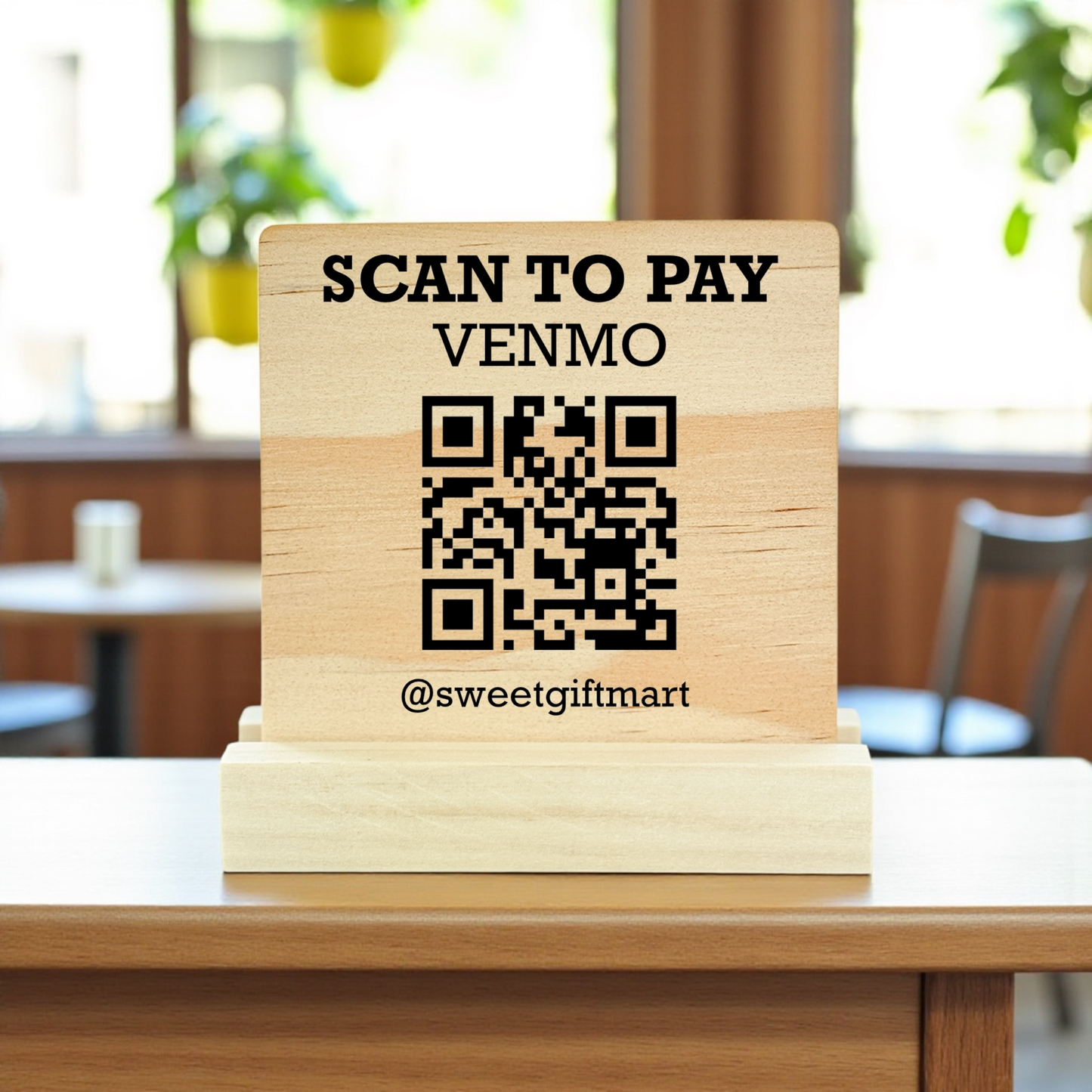 Custom Wood QR Code Sign - Personalized Business Social Media Plaque