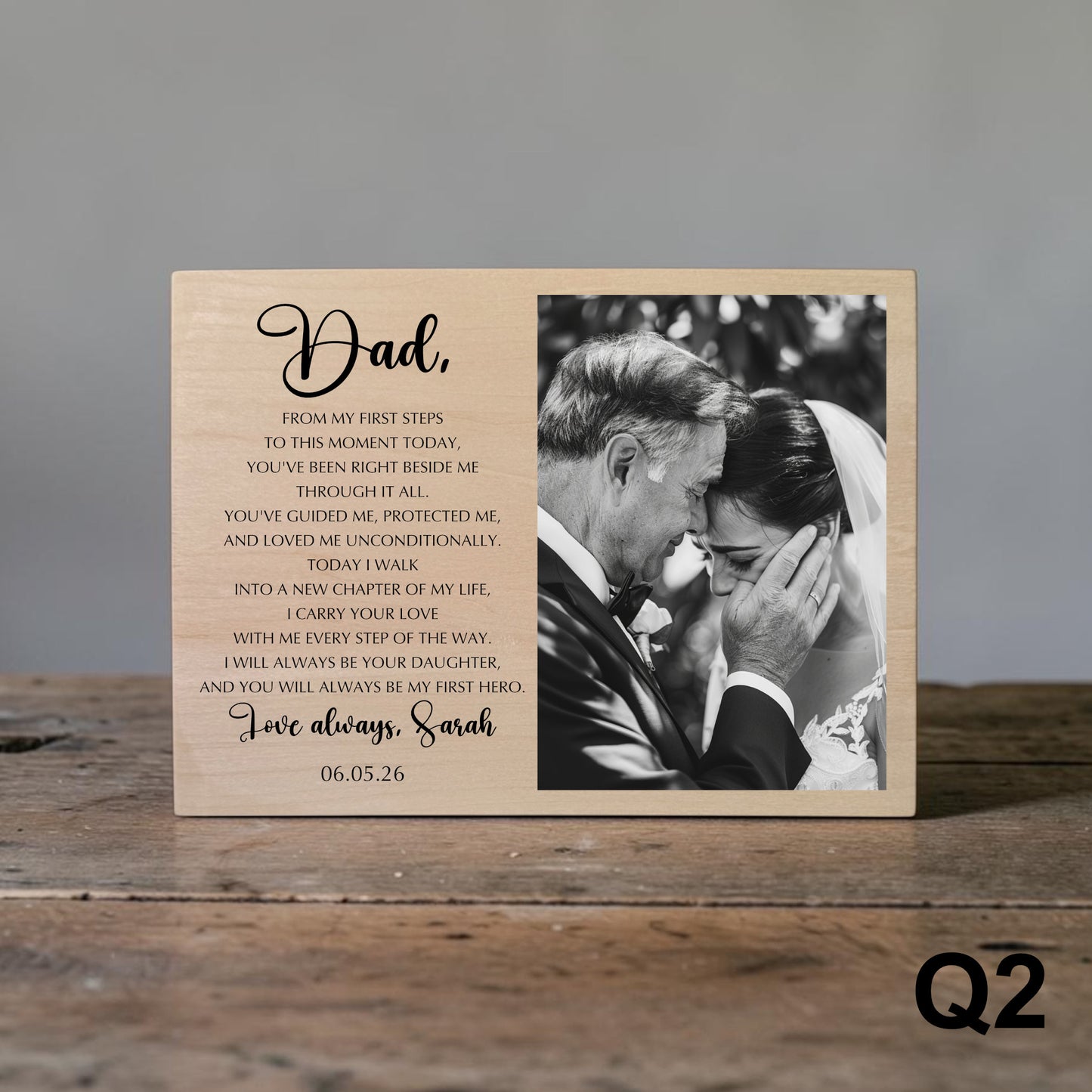 Personalized Wood Photo Frame for Dad – Father of the Bride Wedding Gift