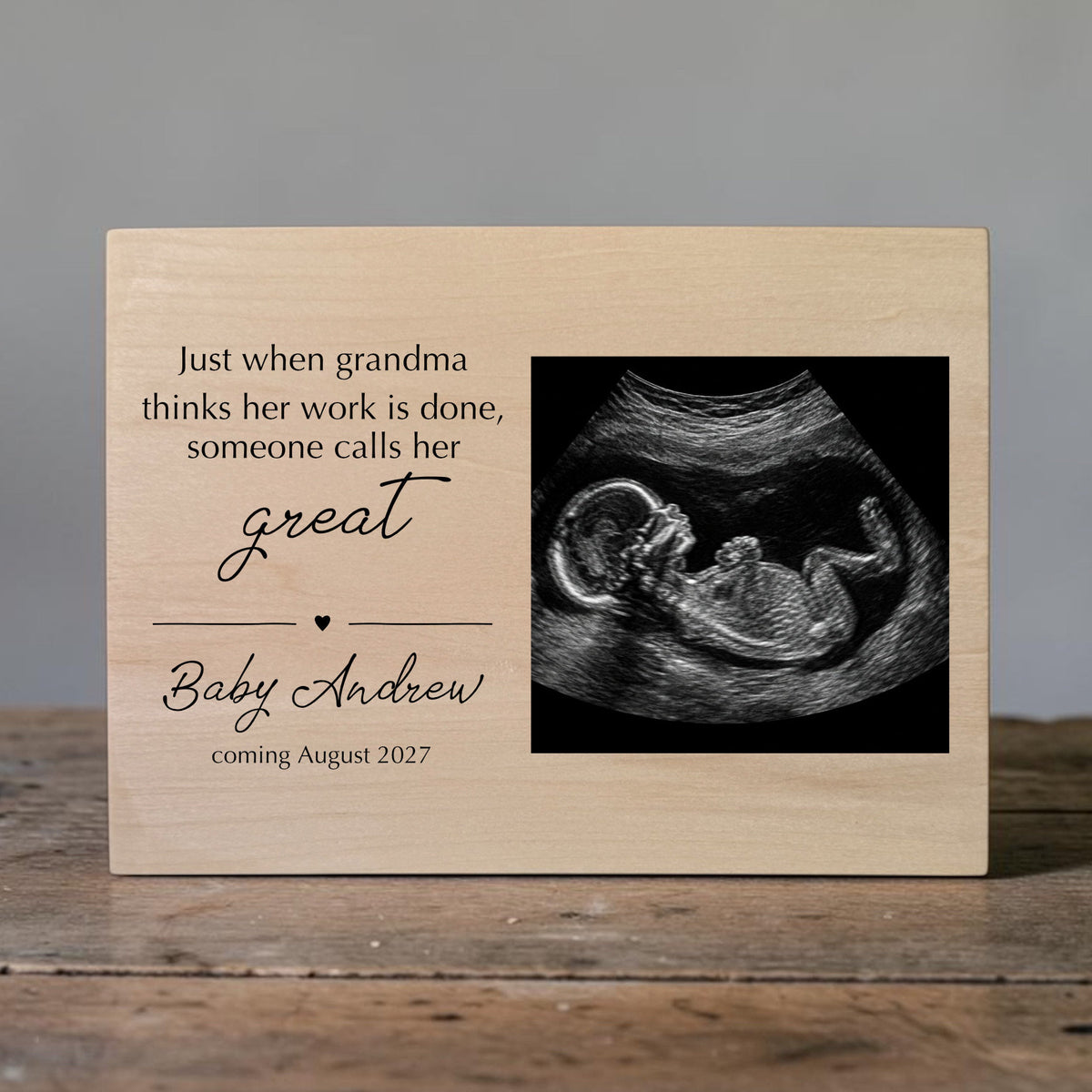 Great Grandma Pregnancy Announcement – Personalized Ultrasound Wood Frame
