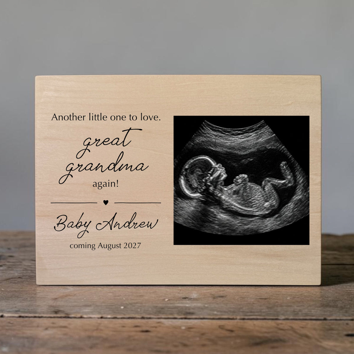 Great Grandma Pregnancy Announcement – Personalized Ultrasound Wood Frame