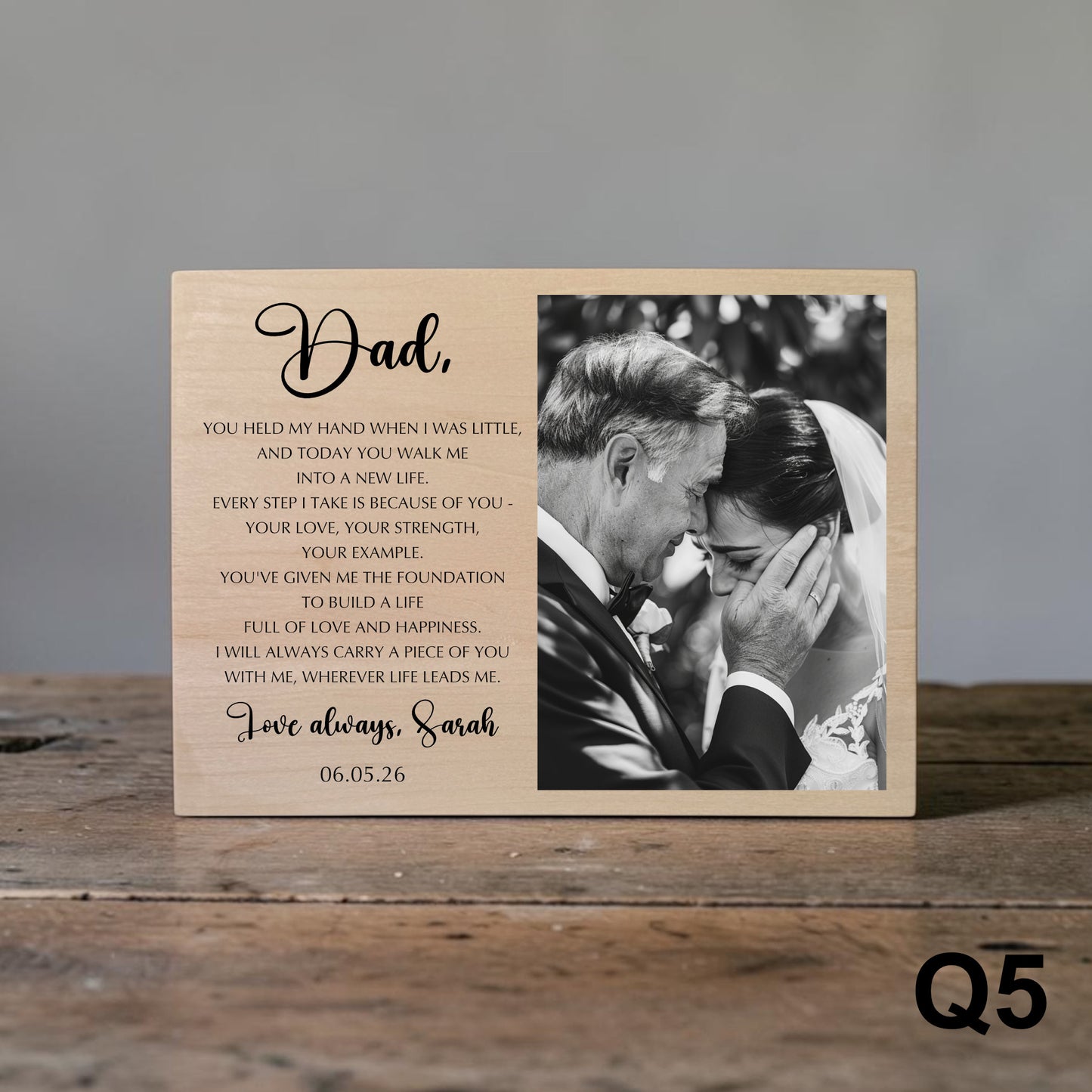 Personalized Wood Photo Frame for Dad – Father of the Bride Wedding Gift