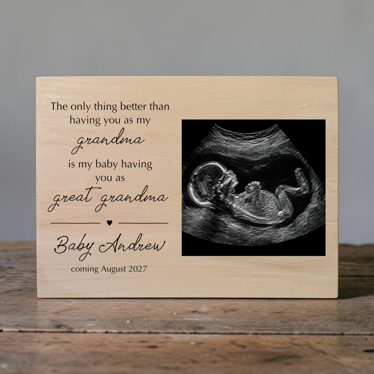 Great Grandma Pregnancy Announcement – Personalized Ultrasound Wood Frame