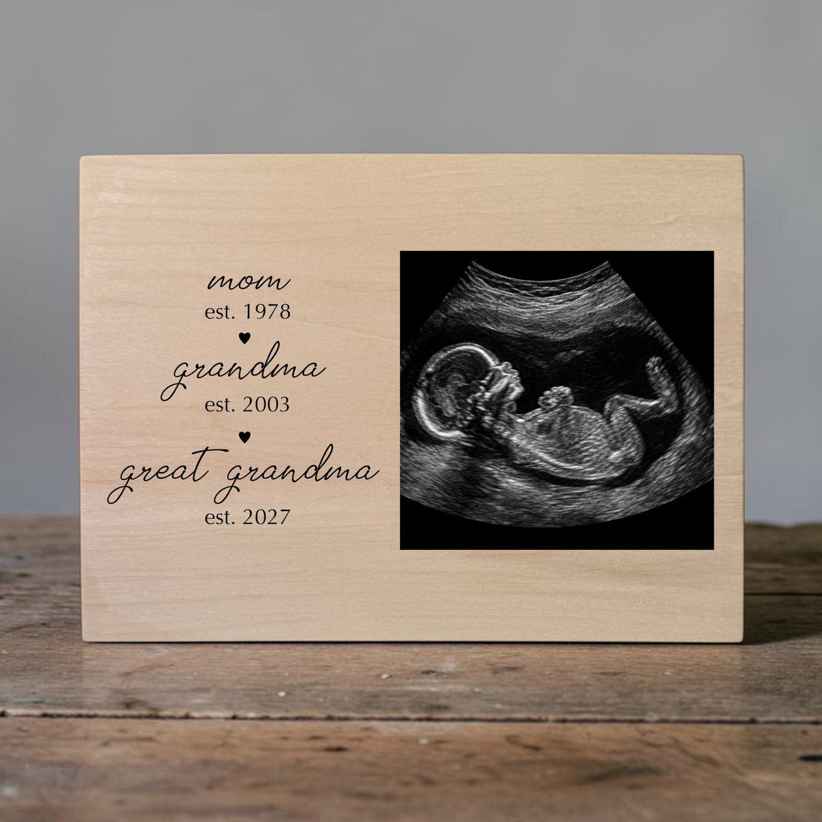 Great Grandma Pregnancy Announcement – Personalized Ultrasound Wood Frame