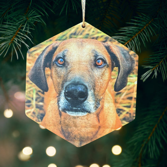 Custom Wood Hexagon Photo Ornament – Personalized Christmas Keepsake with Your Photo