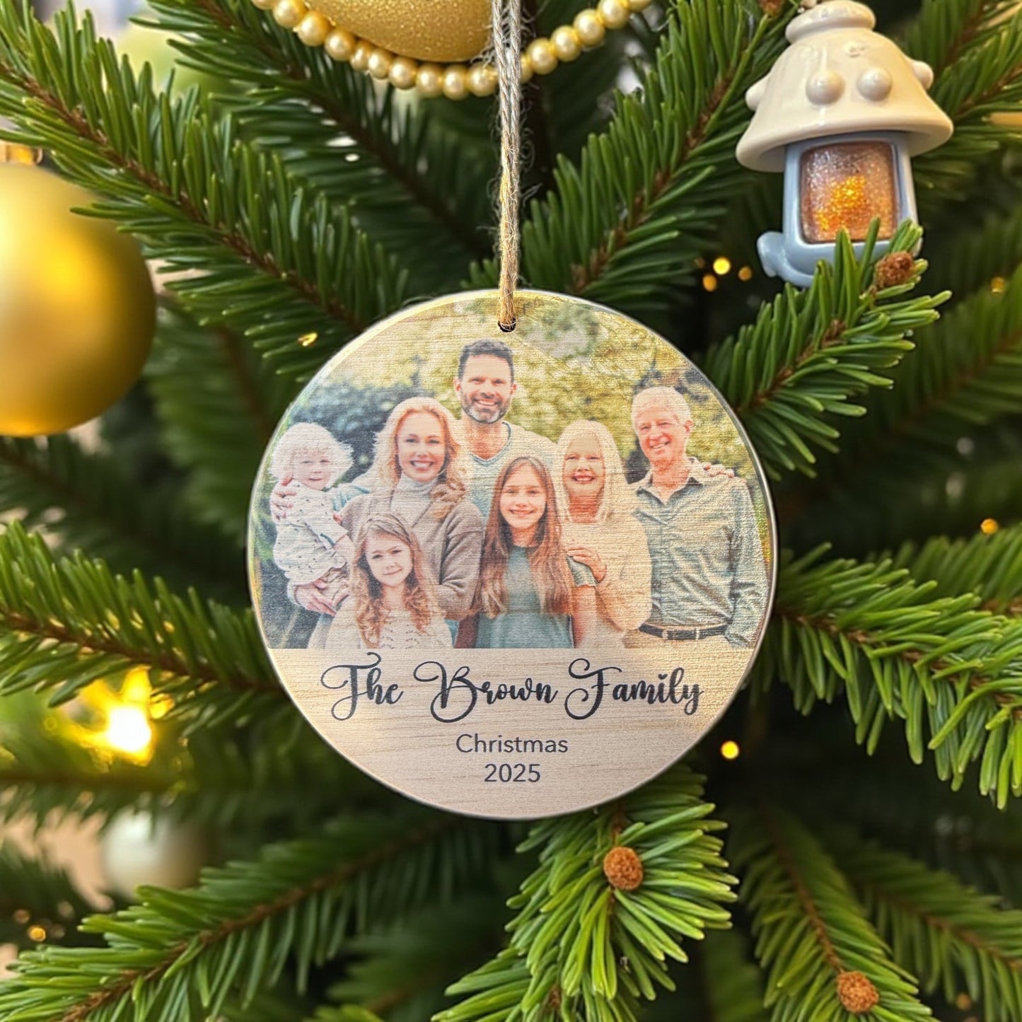 Personalized Family Photo Ornament – Custom Wooden Christmas Ornament 2025