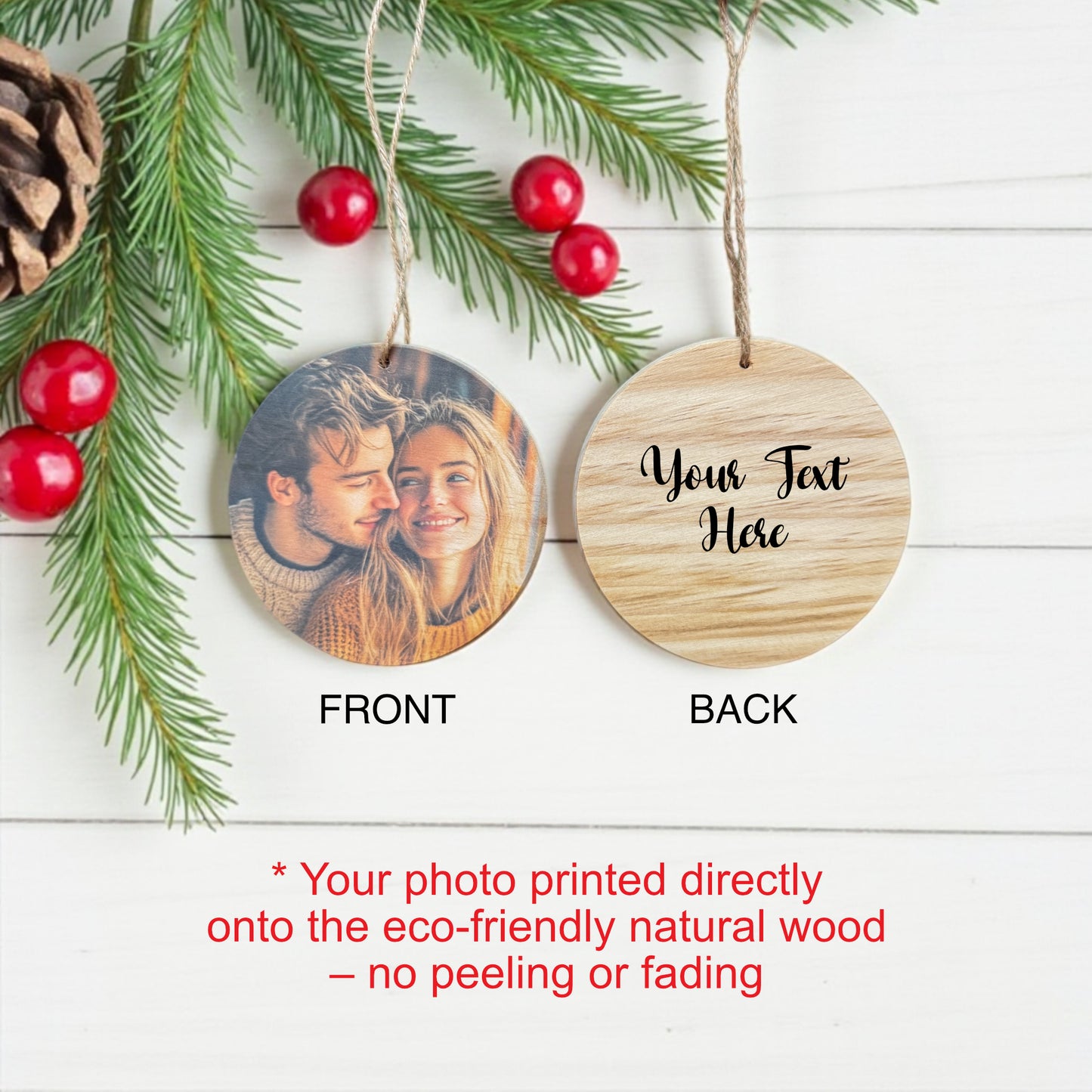 Personalized Christmas Wood Photo Ornament