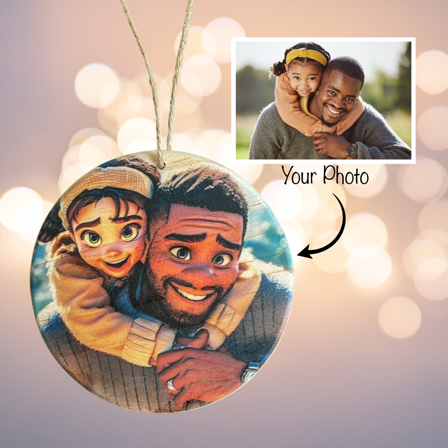 Cartoon Wood Photo Ornament