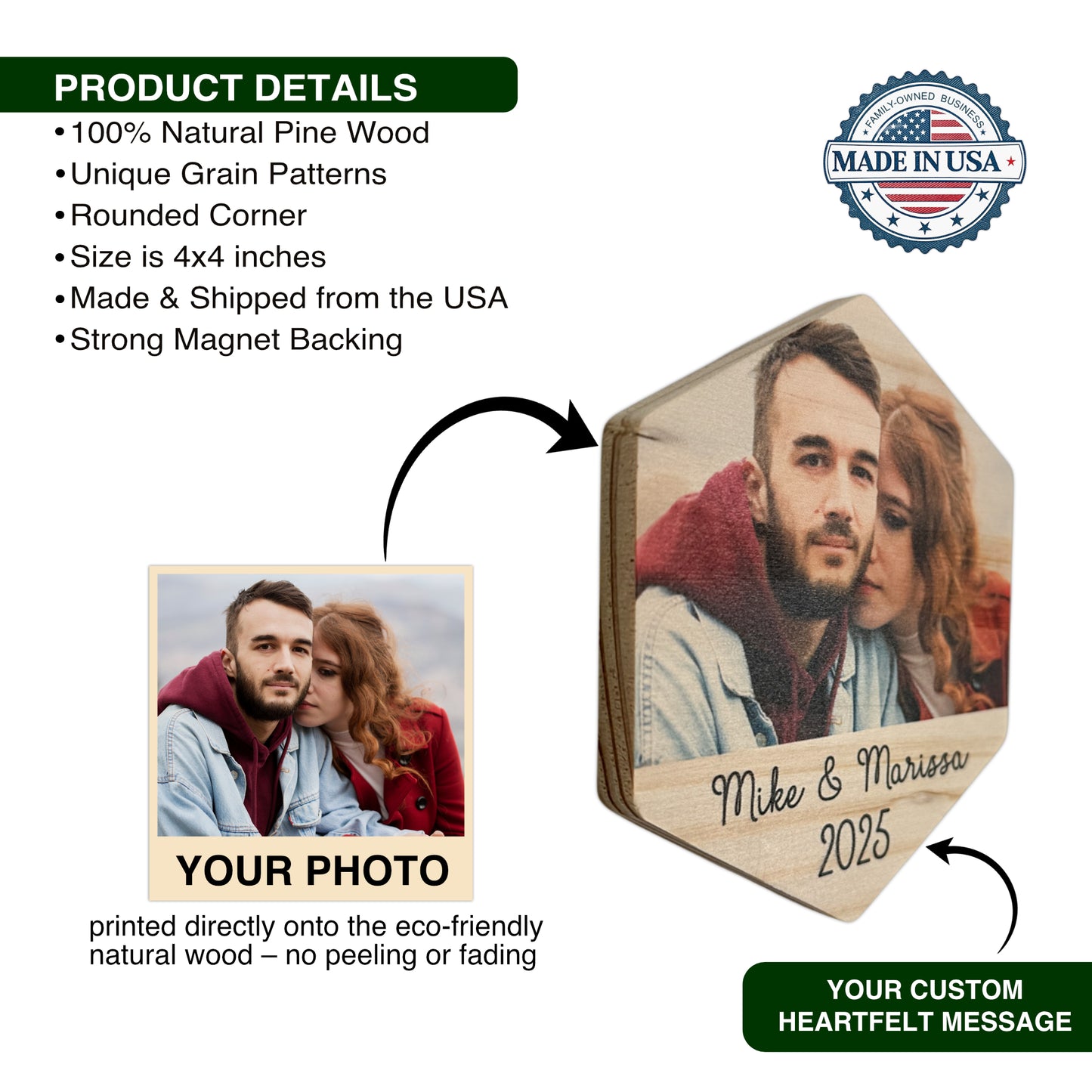 Custom Wood Photo Magnets