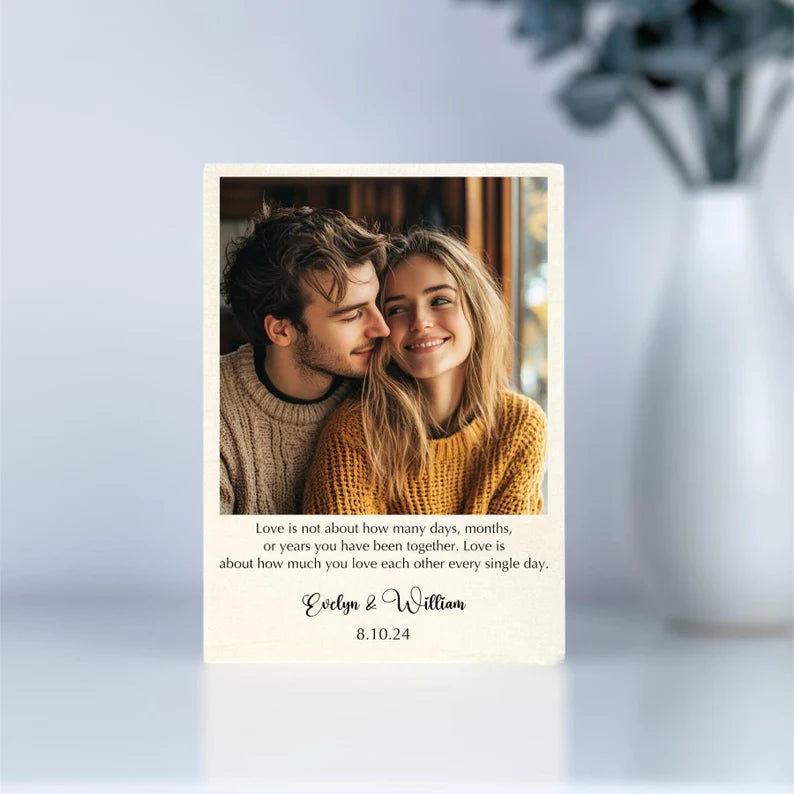 Personalized Wood Anniversary Photo Frame – Custom Engraved 5th Anniversary Gift