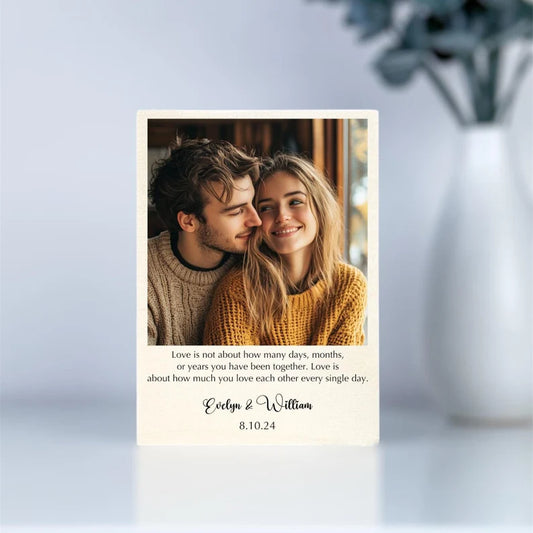 Personalized Wood Anniversary Photo Frame – Custom Engraved 5th Anniversary Gift