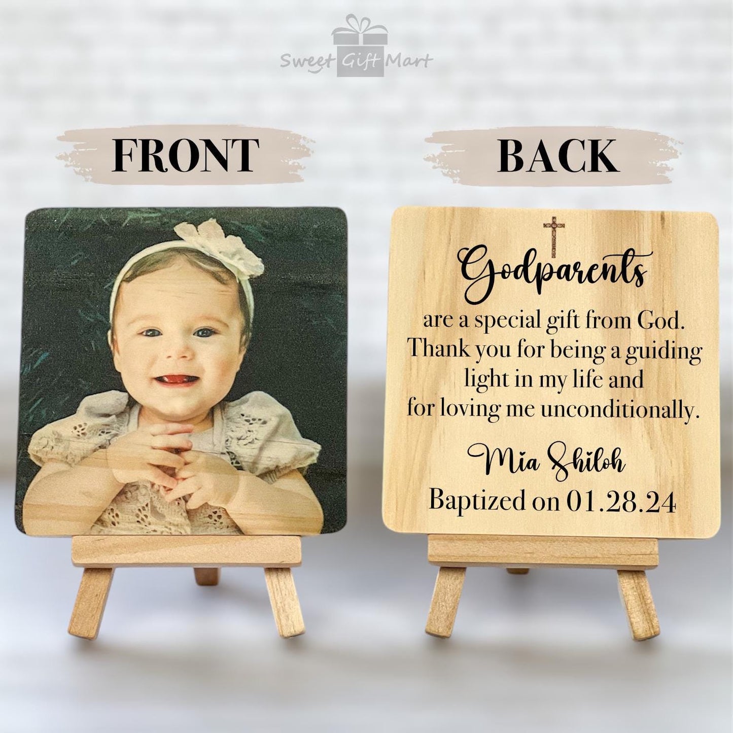 Godparents Frame, Godparents Gift, Personalized Godparents Gift for Baptism, Godparents Gift from Godchild, Thank You Gift