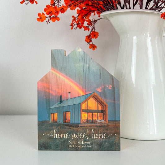 Personalized New Home Gift, Personalized Photo Gift, Custom Wood Photo, Realtor Closing Gift, Custom Photo Gift