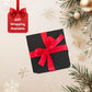 black gift box with red ribbon