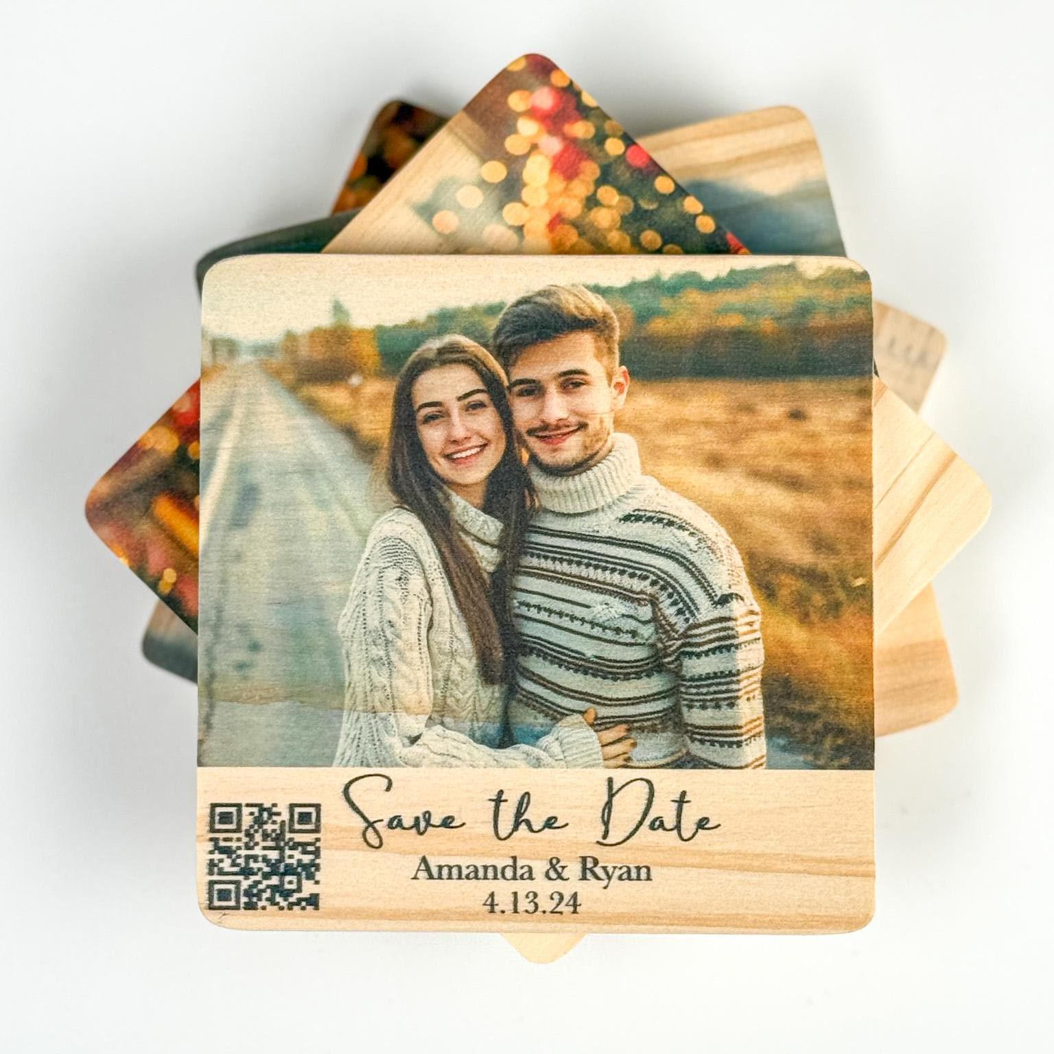 Photo Save the Date Magnet with QR code