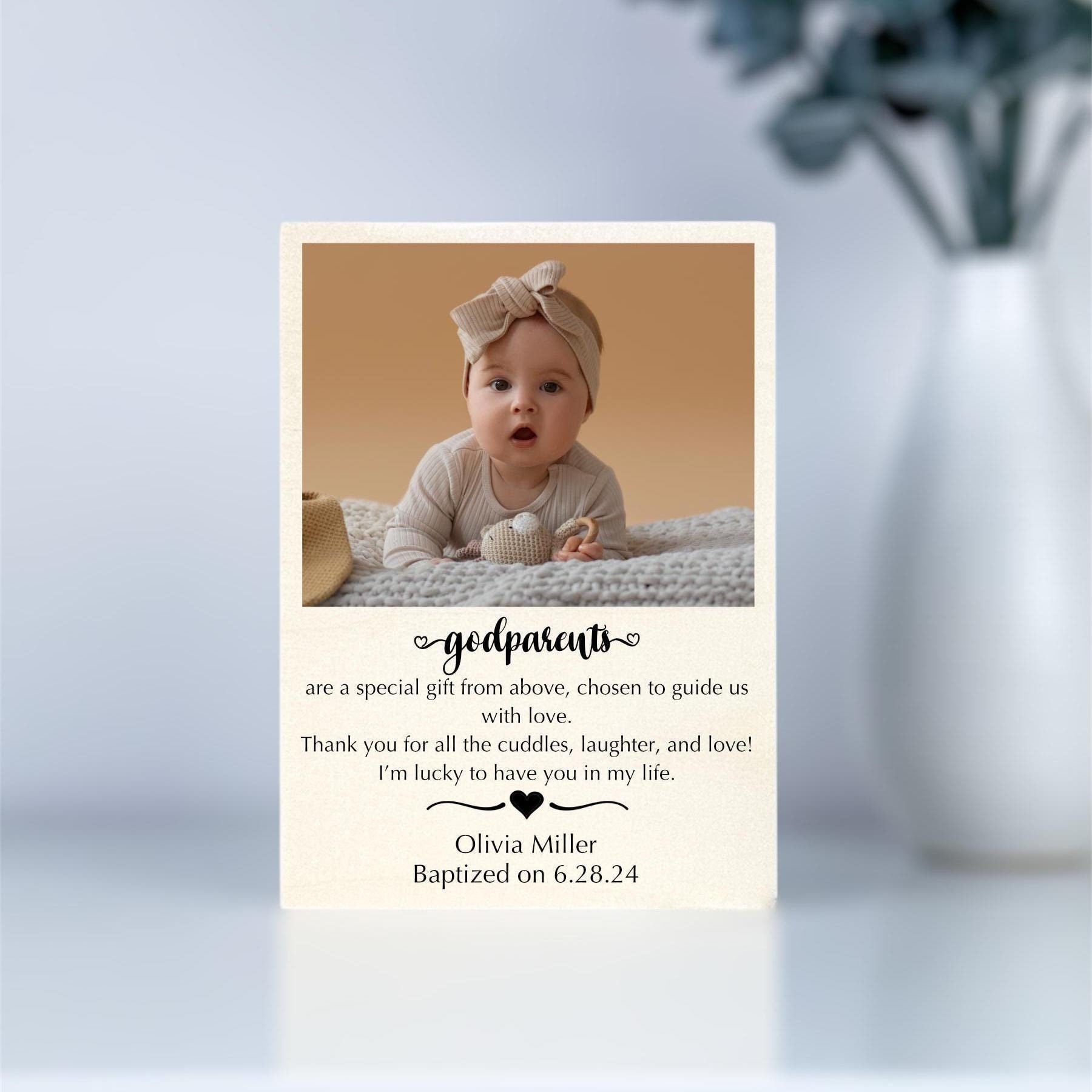 Godparents Gift for Baptism, Godparents Picture Frame, Godparents Gift from Godchild