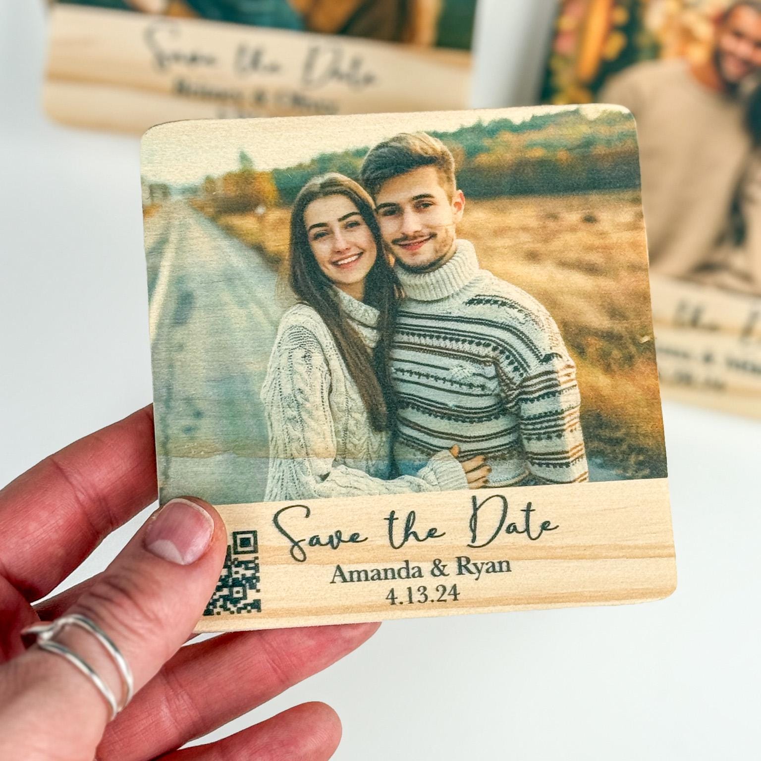 Save the Date Photo Magnet, Wedding Favor Magnet, Custom Printed Magnet with QR code