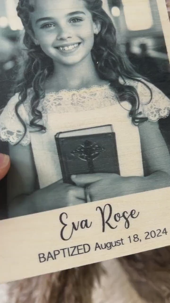 Unique Baptism Gift, Personalized Frame, Photo on Wood, Custom Picture Frame