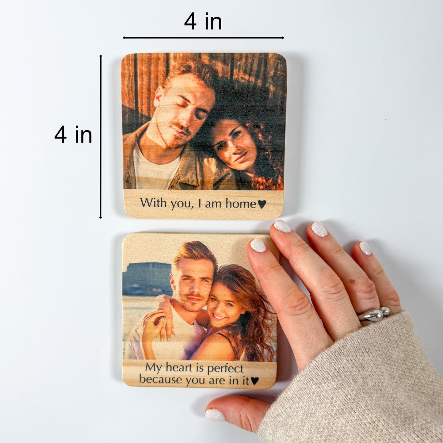 Wood Photo Magnet with Text